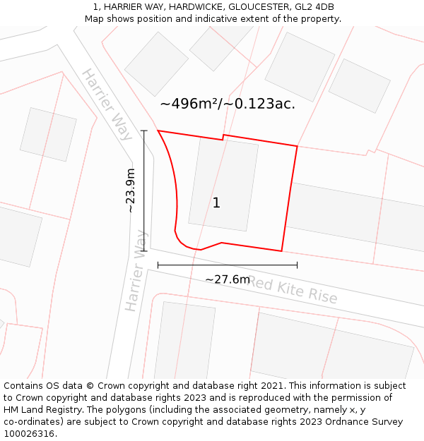 1, HARRIER WAY, HARDWICKE, GLOUCESTER, GL2 4DB: Plot and title map