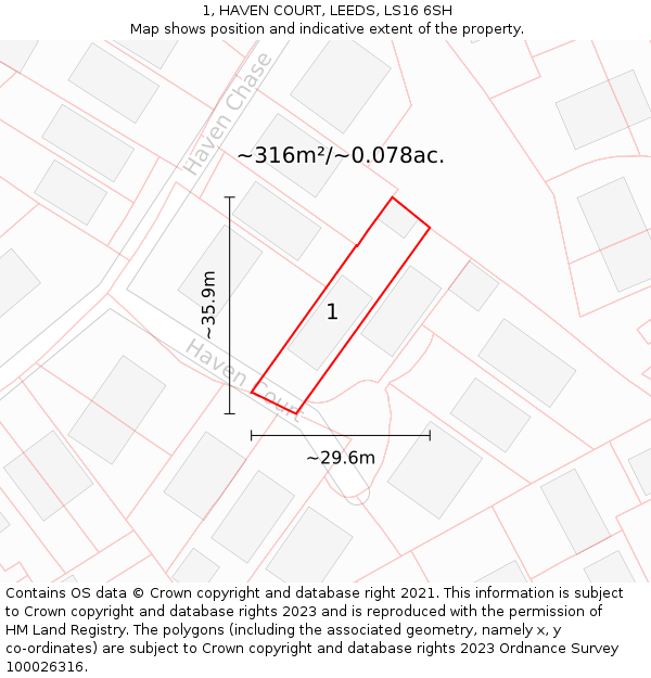 1, HAVEN COURT, LEEDS, LS16 6SH: Plot and title map