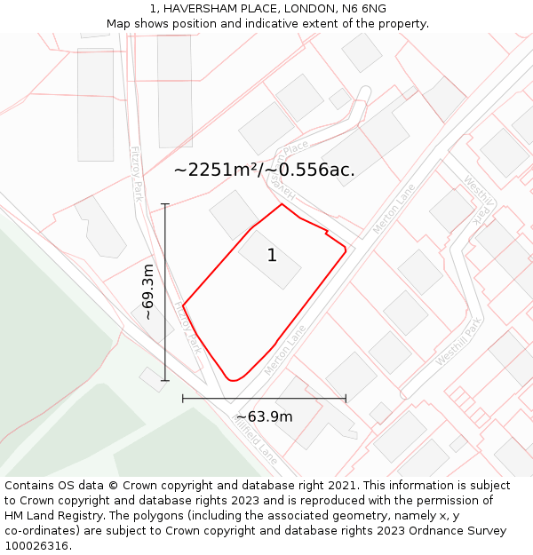 1, HAVERSHAM PLACE, LONDON, N6 6NG: Plot and title map