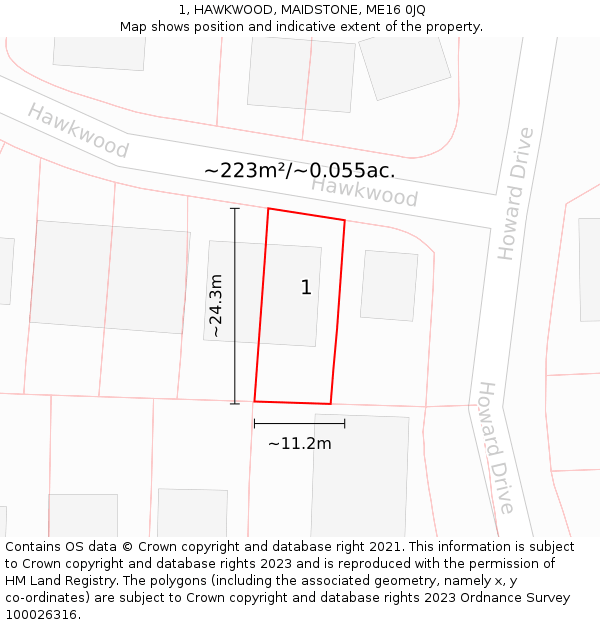 1, HAWKWOOD, MAIDSTONE, ME16 0JQ: Plot and title map