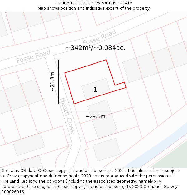 1, HEATH CLOSE, NEWPORT, NP19 4TA: Plot and title map