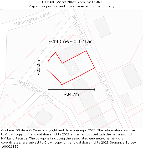 1, HEATH MOOR DRIVE, YORK, YO10 4NE: Plot and title map