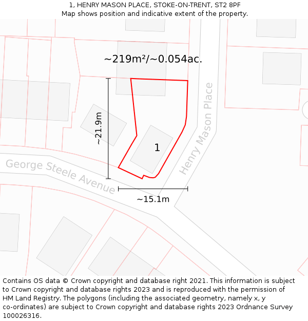 1, HENRY MASON PLACE, STOKE-ON-TRENT, ST2 8PF: Plot and title map