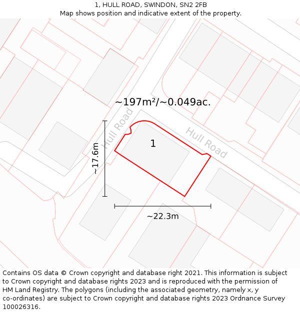 1, HULL ROAD, SWINDON, SN2 2FB: Plot and title map