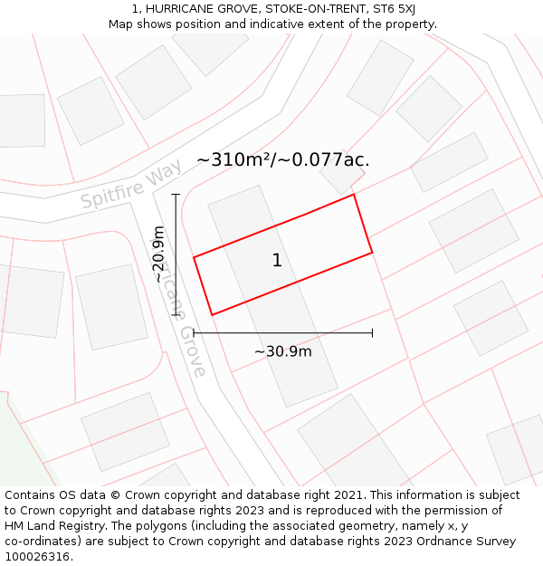 1, HURRICANE GROVE, STOKE-ON-TRENT, ST6 5XJ: Plot and title map