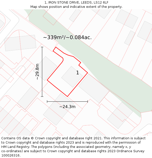 1, IRON STONE DRIVE, LEEDS, LS12 6LF: Plot and title map