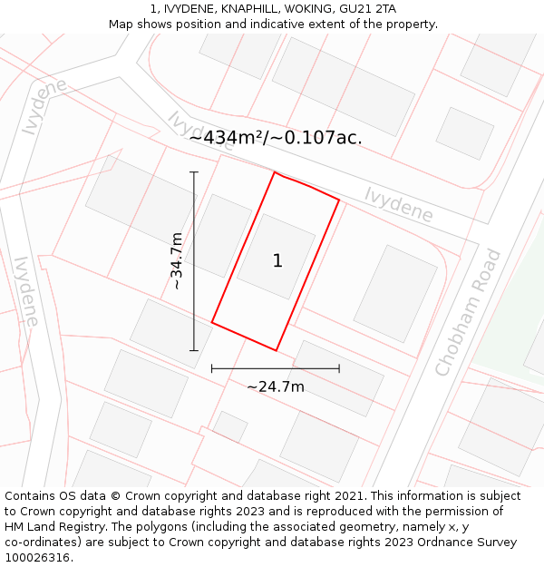 1, IVYDENE, KNAPHILL, WOKING, GU21 2TA: Plot and title map