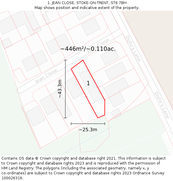 1, JEAN CLOSE, STOKE-ON-TRENT, ST6 7BH: Plot and title map