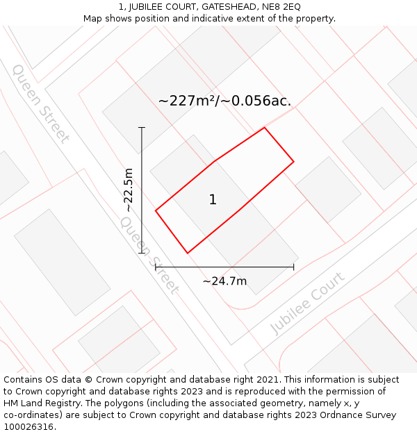 1, JUBILEE COURT, GATESHEAD, NE8 2EQ: Plot and title map