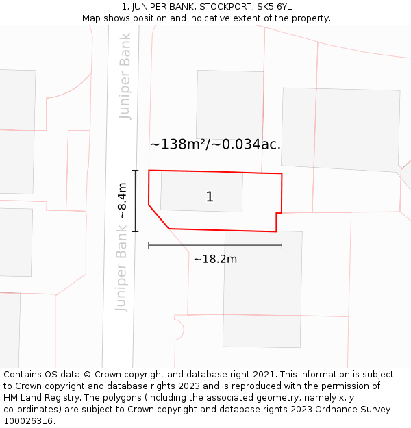 1, JUNIPER BANK, STOCKPORT, SK5 6YL: Plot and title map