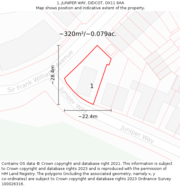 1, JUNIPER WAY, DIDCOT, OX11 6AA: Plot and title map