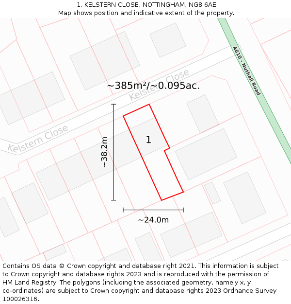 1, KELSTERN CLOSE, NOTTINGHAM, NG8 6AE: Plot and title map