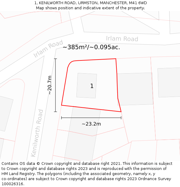 1, KENILWORTH ROAD, URMSTON, MANCHESTER, M41 6WD: Plot and title map