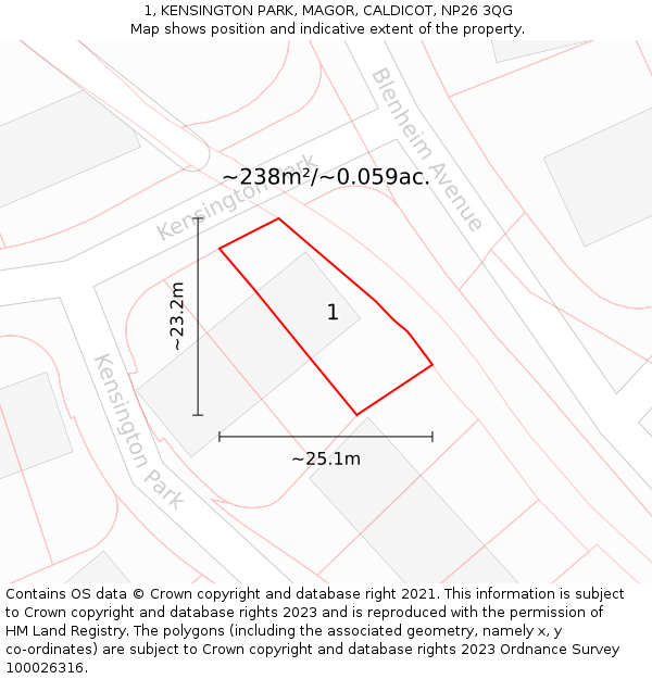 1, KENSINGTON PARK, MAGOR, CALDICOT, NP26 3QG: Plot and title map