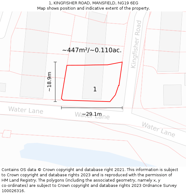 1, KINGFISHER ROAD, MANSFIELD, NG19 6EG: Plot and title map