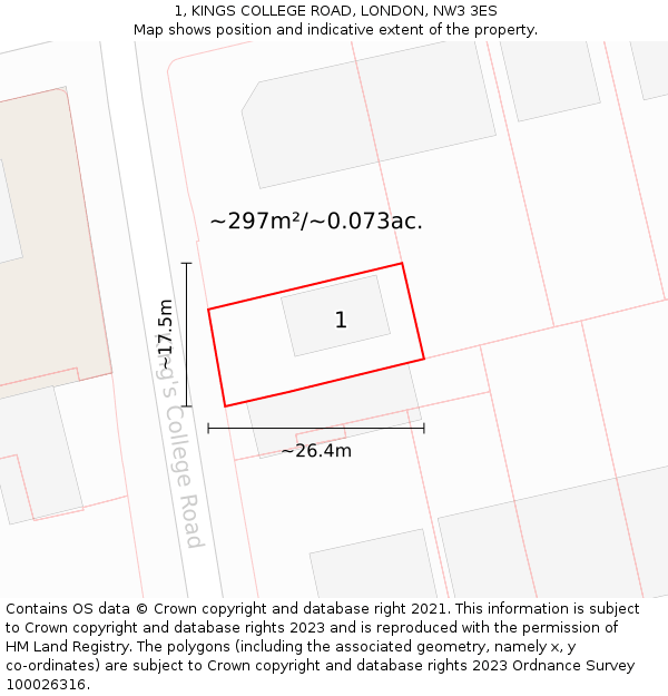 1, KINGS COLLEGE ROAD, LONDON, NW3 3ES: Plot and title map