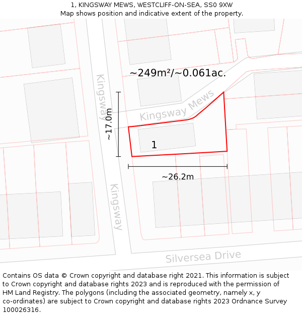 1, KINGSWAY MEWS, WESTCLIFF-ON-SEA, SS0 9XW: Plot and title map