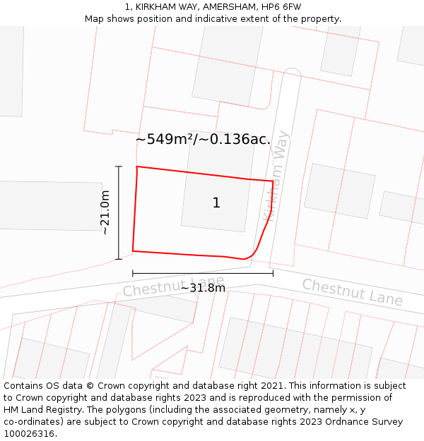 1, KIRKHAM WAY, AMERSHAM, HP6 6FW: Plot and title map