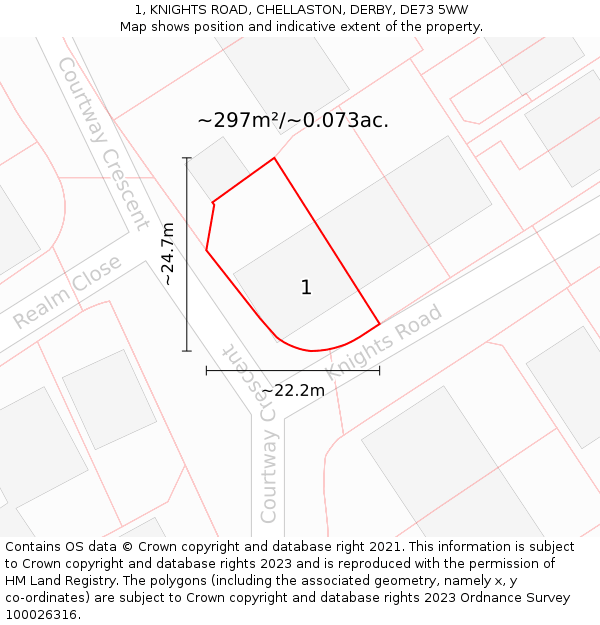 1, KNIGHTS ROAD, CHELLASTON, DERBY, DE73 5WW: Plot and title map
