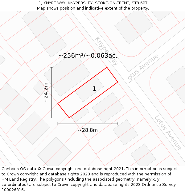 1, KNYPE WAY, KNYPERSLEY, STOKE-ON-TRENT, ST8 6PT: Plot and title map