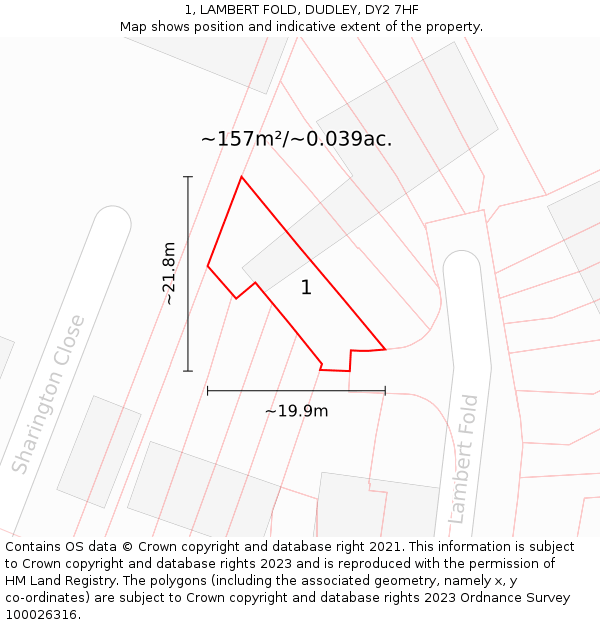 1, LAMBERT FOLD, DUDLEY, DY2 7HF: Plot and title map