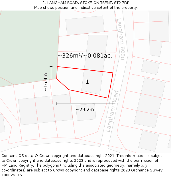 1, LANGHAM ROAD, STOKE-ON-TRENT, ST2 7DP: Plot and title map