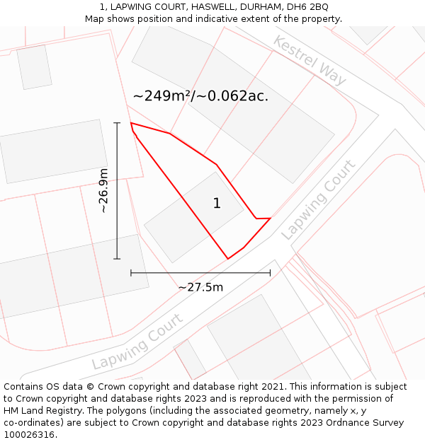 1, LAPWING COURT, HASWELL, DURHAM, DH6 2BQ: Plot and title map