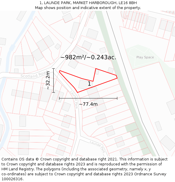 1, LAUNDE PARK, MARKET HARBOROUGH, LE16 8BH: Plot and title map
