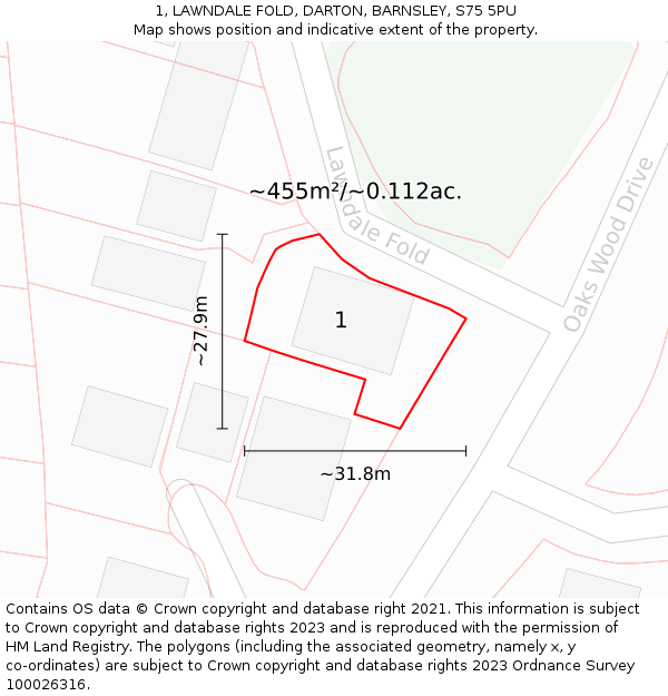 1, LAWNDALE FOLD, DARTON, BARNSLEY, S75 5PU: Plot and title map