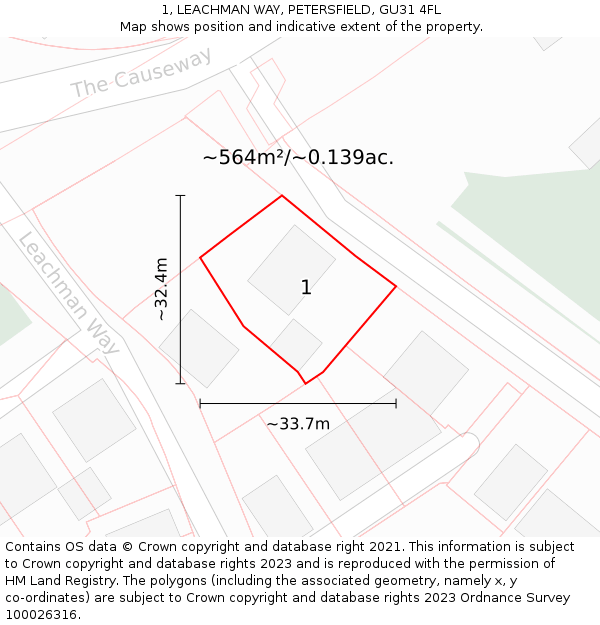 1, LEACHMAN WAY, PETERSFIELD, GU31 4FL: Plot and title map