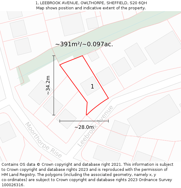 1, LEEBROOK AVENUE, OWLTHORPE, SHEFFIELD, S20 6QH: Plot and title map