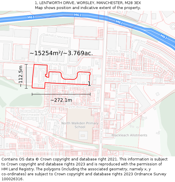 1, LENTWORTH DRIVE, WORSLEY, MANCHESTER, M28 3EX: Plot and title map