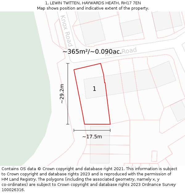 1, LEWIN TWITTEN, HAYWARDS HEATH, RH17 7EN: Plot and title map