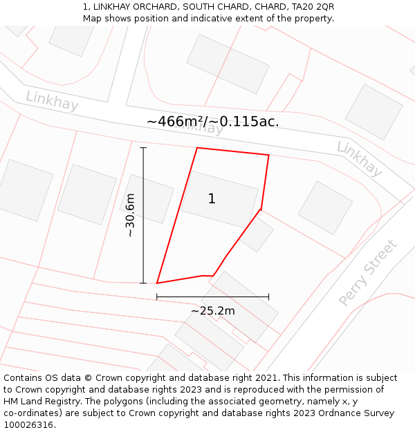 1, LINKHAY ORCHARD, SOUTH CHARD, CHARD, TA20 2QR: Plot and title map