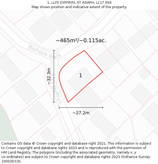 1, LLYS DYFFRYN, ST ASAPH, LL17 0SX: Plot and title map