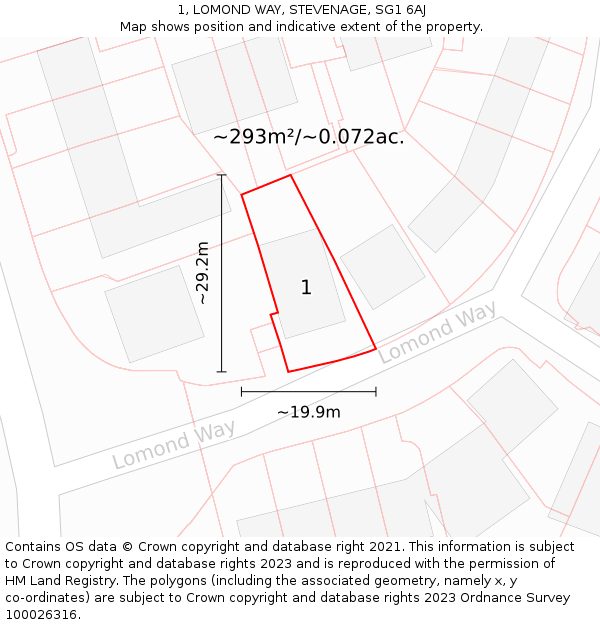 1, LOMOND WAY, STEVENAGE, SG1 6AJ: Plot and title map