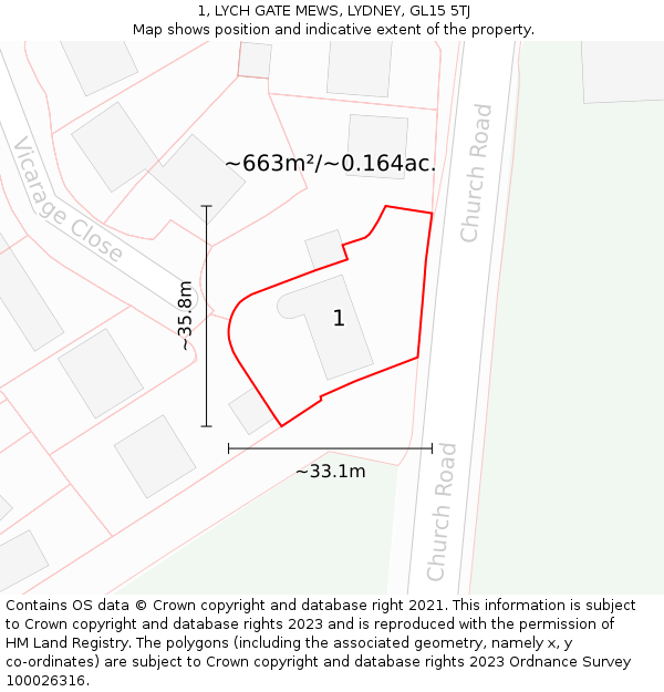 1, LYCH GATE MEWS, LYDNEY, GL15 5TJ: Plot and title map