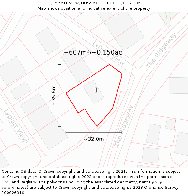 1, LYPIATT VIEW, BUSSAGE, STROUD, GL6 8DA: Plot and title map