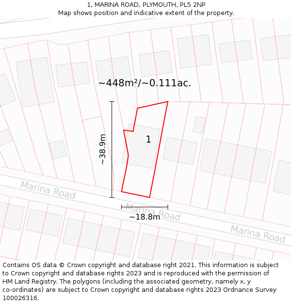 1, MARINA ROAD, PLYMOUTH, PL5 2NP: Plot and title map