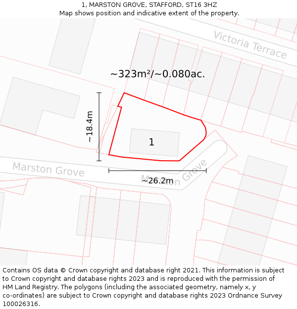 1, MARSTON GROVE, STAFFORD, ST16 3HZ: Plot and title map