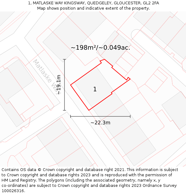 1, MATLASKE WAY KINGSWAY, QUEDGELEY, GLOUCESTER, GL2 2FA: Plot and title map
