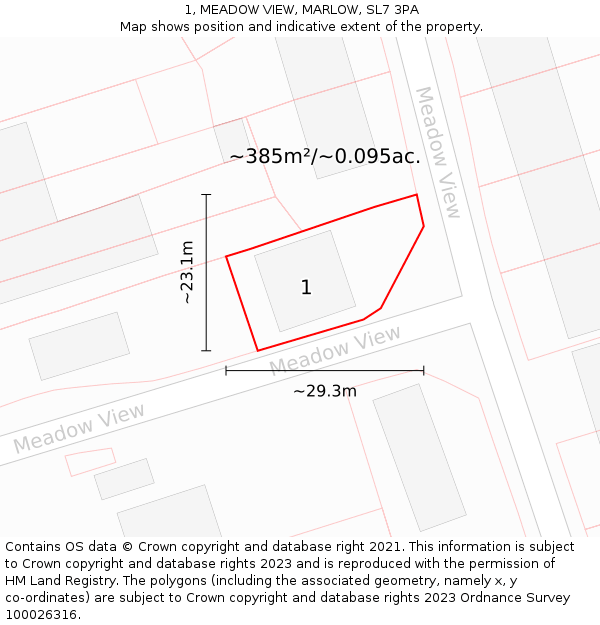 1, MEADOW VIEW, MARLOW, SL7 3PA: Plot and title map