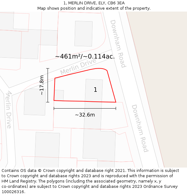 1, MERLIN DRIVE, ELY, CB6 3EA: Plot and title map