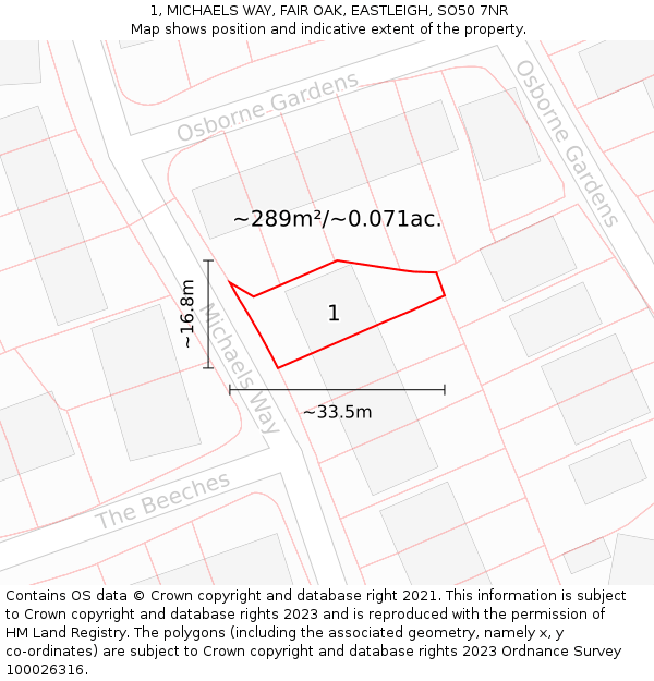 1, MICHAELS WAY, FAIR OAK, EASTLEIGH, SO50 7NR: Plot and title map