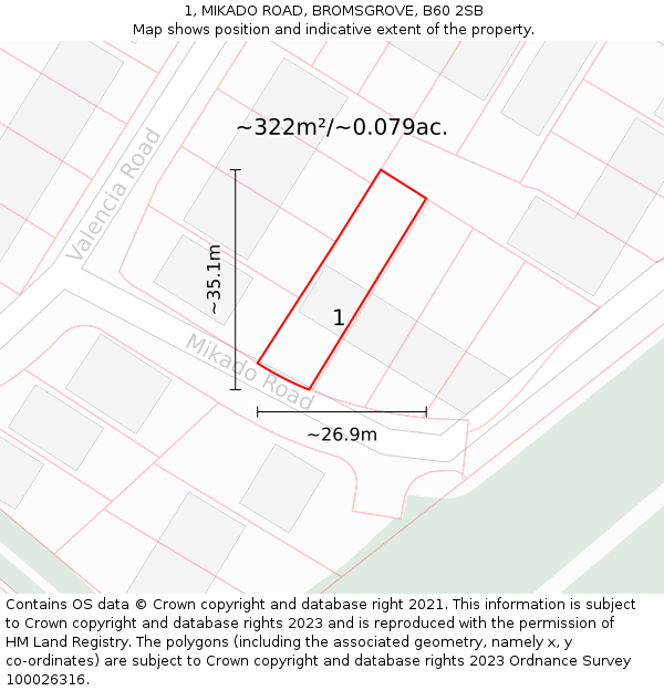 1, MIKADO ROAD, BROMSGROVE, B60 2SB: Plot and title map