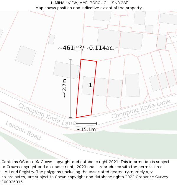 1, MINAL VIEW, MARLBOROUGH, SN8 2AT: Plot and title map