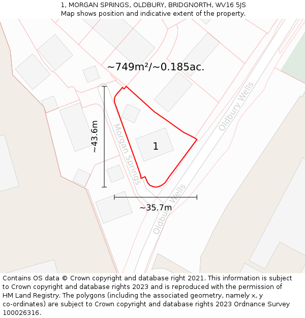 1, MORGAN SPRINGS, OLDBURY, BRIDGNORTH, WV16 5JS: Plot and title map