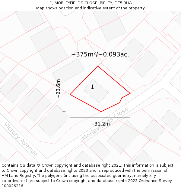 1, MORLEYFIELDS CLOSE, RIPLEY, DE5 3UA: Plot and title map