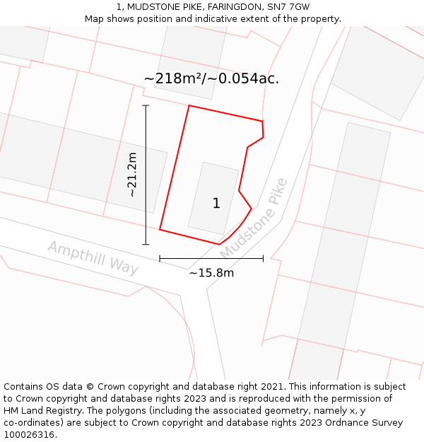 1, MUDSTONE PIKE, FARINGDON, SN7 7GW: Plot and title map