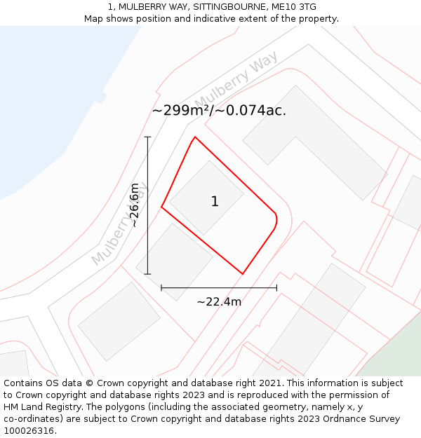 1, MULBERRY WAY, SITTINGBOURNE, ME10 3TG: Plot and title map